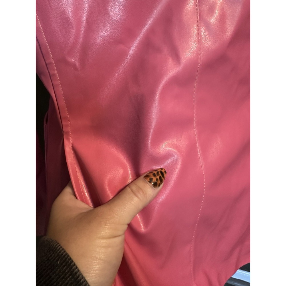 Vintage Shape Fx Bubblegum Pink Polyvinyl Blazer 10 Boss Babe Unique Retro - Picture 6 of 13